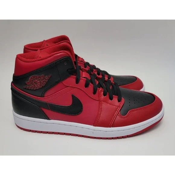 Nike Air Jordan 1 Mid Sneaker Reverse Bred Red Shoes Men's 9.5 544724-660 11W - Picture 4 of 10